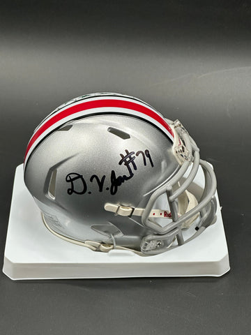 The Ohio State University Buckeyes Dawand Jones Hand Signed Autographed Silver Mini Helmet Includes COA