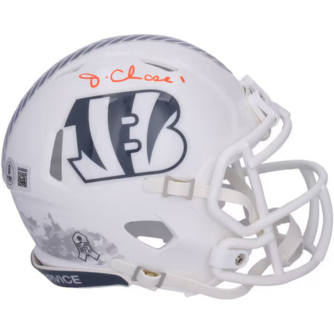 Cincinnati Bengals Ja'Marr Chase Hand Signed Autographed Salute to Service Mini Helmet Includes Beckett COA