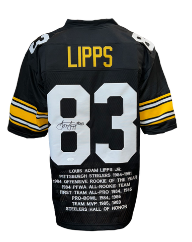 Pittsburgh Steelers Louis Lipps Hand Signed Autographed Custom Black Career Achievements Stat Jersey Includes JSA COA