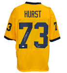 University of Michigan Wolverines Maurice Hurst Hand Signed Autographed Custom Yellow Jersey with Go Blue! Inscription Includes JSA COA