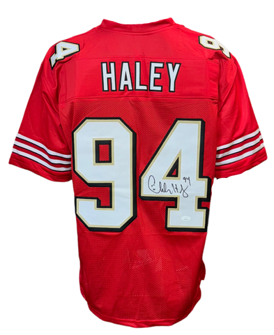 San Francisco 49ers Charles Haley Hand Signed Autographed Custom Red Jersey Includes JSA COA