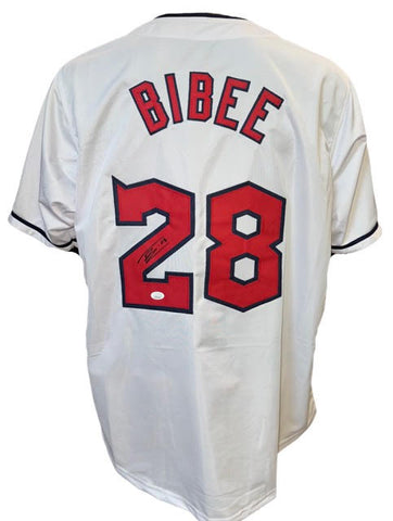 Cleveland Guardians Tanner Bibee Hand Signed Autographed Custom White Jersey Includes JSA COA