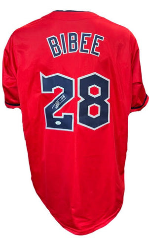 Cleveland Guardians Tanner Bibee Hand Signed Autographed Custom Red Jersey Includes JSA COA
