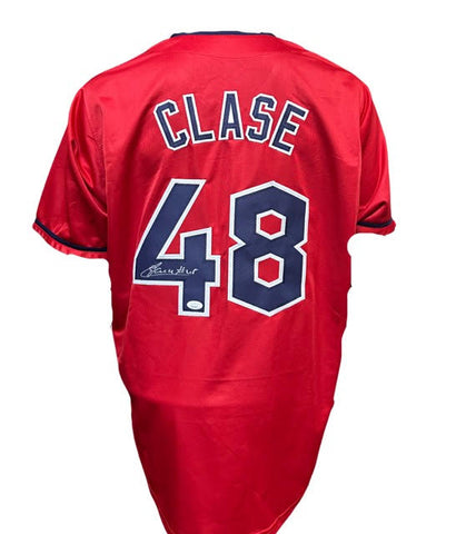 Cleveland Guardians Emmanuel Clase Hand Signed Autographed Custom Red Jersey Includes JSA COA
