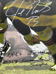 Cleveland Browns Joe Thomas Hand Signed Autographed 30x40 Canvas with HOF 2023, The Steeler Stopper, 10x Pro Bowl, NFL's Ironman, & 10,363 Consecutive Snaps Inscriptions JSA COA