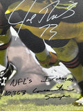 Cleveland Browns Joe Thomas Hand Signed Autographed 30x40 Canvas with HOF 2023, The Steeler Stopper, 10x Pro Bowl, NFL's Ironman, & 10,363 Consecutive Snaps Inscriptions JSA COA