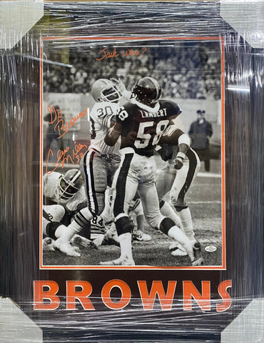 Cleveland Browns Cleo Miller Hand Signed Autographed 16x20 Photo with Jack Who? & Go Browns Inscriptions Framed & BROWNS Matted with COA