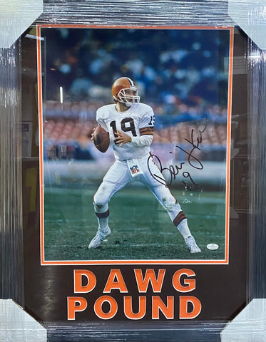 Cleveland Browns Bernie Kosar Hand Signed Autographed 16x20 Photo Framed & DAWG POUND Matted  with COA