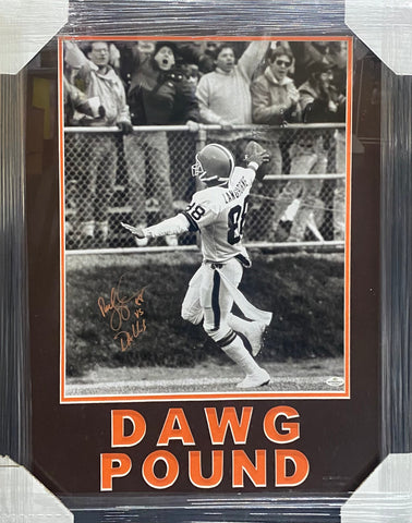 Cleveland Browns Reggie Langhorne Hand Signed Autographed 16x20 Photo with vs Dallas Inscription Custom Framed & DAWG POUND Matted with COA