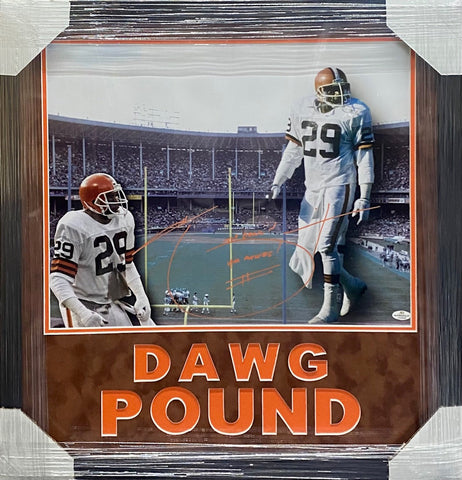 Cleveland Browns Hanford Dixon Hand Signed Autographed 16x20 Photo Framed & DAWG POUND Suede Matted with COA