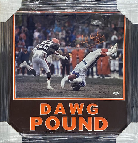 Cleveland Browns Felix Wright Hand Signed Autographed 16x20 Photo Framed & DAWG POUND Matted with COA