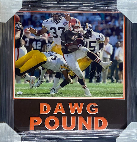 Cleveland Browns Eric Metcalf Hand Signed Autographed 16x20 Photo Framed & DAWG POUND Matted with JSA COA