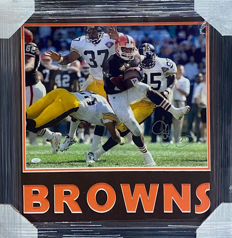 Cleveland Browns Eric Metcalf Hand Signed Autographed 16x20 Photo Framed & BROWNS Matted with JSA COA