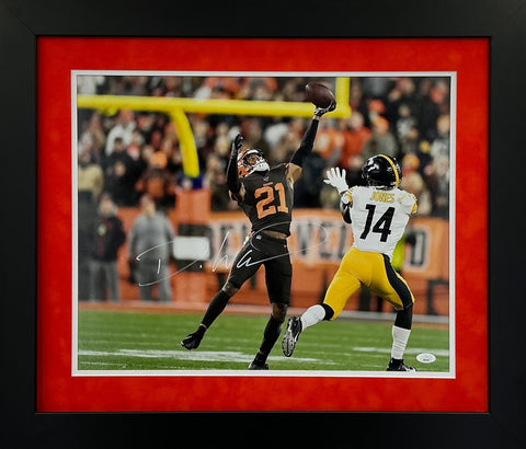 Cleveland Browns Denzel Ward Hand Signed Autographed 16x20 Photo Framed with Suede Matting Includes JSA COA