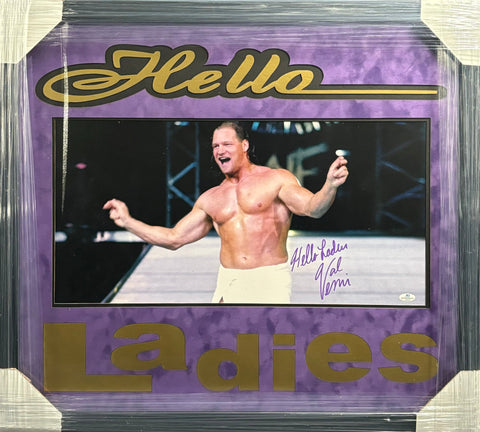 Val Venis Hand Signed Autographed Photo with Hello Ladies Inscription Framed with Suede Matting & Cutout Lettering Includes COA
