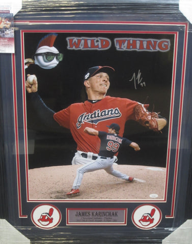 Cleveland Indians James Karinchak Hand Signed Autographed 16x20 Photo Framed with Matting Includes JSA COA