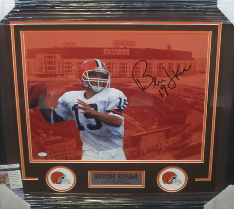 Cleveland Browns Bernie Kosar Hand Signed Autographed 16x20 Photo Framed with Matting Includes JSA COA