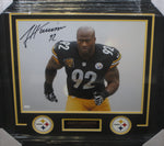 Pittsburgh Steelers James Harrison Hand Signed Autographed 16x20 Photo Framed with Matting Includes JSA COA