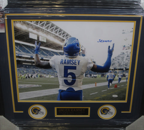 Los Angeles Rams Jalen Ramsey Hand Signed Autographed 16x20 Photo Framed with Matting Includes JSA COA