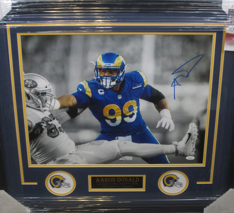 Los Angeles Rams Aaron Donald Hand Signed Autographed 16x20 Photo Framed with Matting Includes JSA COA