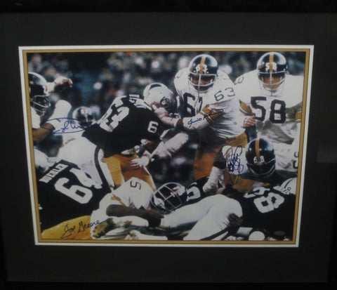 Pittsburgh Steelers Ernie Holmes, Mean Joe Green, L.C. Greenwood & Dwight White Hand Signed Autographed 16x20 Photo Framed with Matting Includes Steiner COA