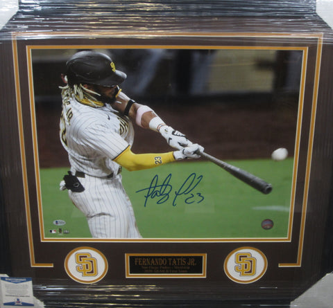 San Diego Padres Fernando Tatis Jr. Hand Signed Autographed 16x20 Photo Framed with Matting Includes Beckett COA