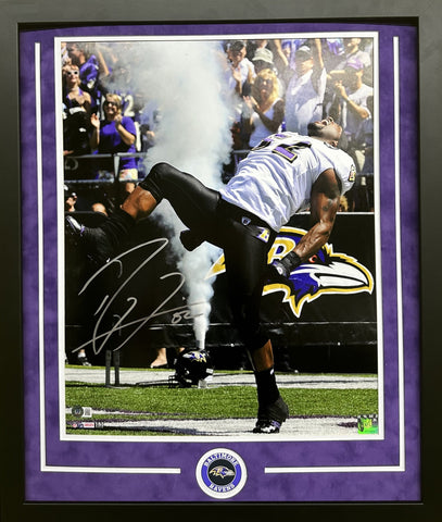 Baltimore Ravens Ray Lewis Hand Signed Autographed 16x20 Photo Framed with Suede Matting Includes Beckett COA