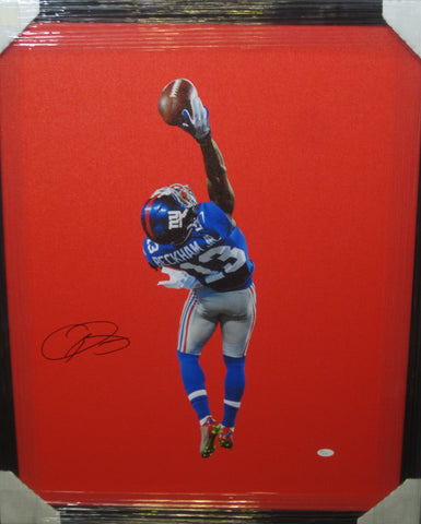 New York Giants Odell Beckham Jr. Hand Signed Autographed Large Canvas Framed & Includes JSA COA