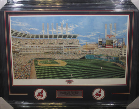 Cleveland Indians Progressive Field Stadium Vintage Large Print Framed with Matting