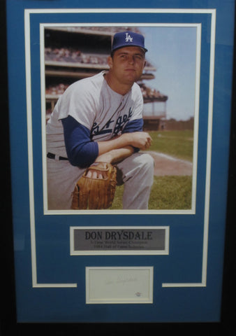 Los Angeles Dodgers Don Drysdale Hand Signed Autographed Cut Framed with Matting Includes P.A.A.S. COA