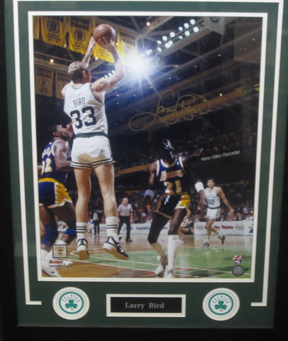 Boston Celtics Larry Bird Hand Signed Autographed 16x20 Photo Framed with Matting Includes Player Hologram COA