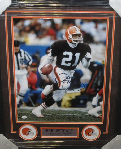Cleveland Browns Eric Metcalf Hand Signed Autographed 16x20 Photo Framed with Matting Includes JSA COA