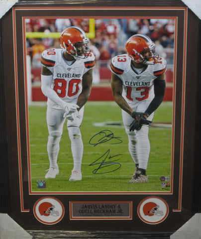 Cleveland Browns Jarvis Landry & Odell Beckham Jr. Hand Signed Autographed 16x20 Photo Framed with Matting Includes Beckett Witnessed COA