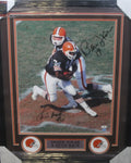 Cleveland Browns Bernie Kosar & Kevin Mack Hand Signed Autographed 16x20 Photo Framed with Matting Includes SGC Authentic COA