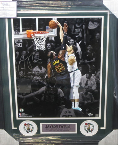 Boston Celtics Jayson Tatum Hand Signed Autographed 16x20 Photo Framed with Matting Includes Fanatics Authentic COA