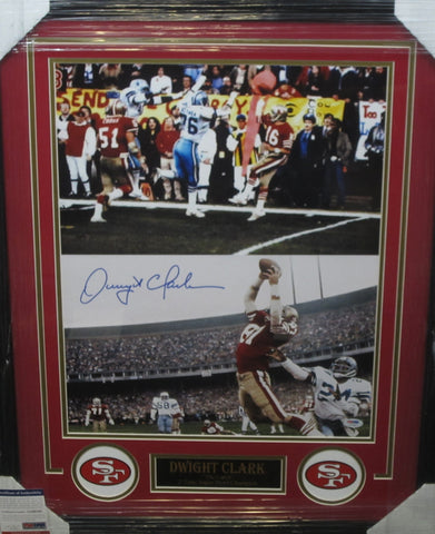 San Francisco 49ers Dwight Clark Hand Signed Autographed 16x20 Photo Framed with Matting Includes PSA COA