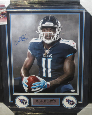 Tennessee Titans A.J. Brown Hand Signed Autographed 16x20 Photo Framed with Matting Includes JSA COA