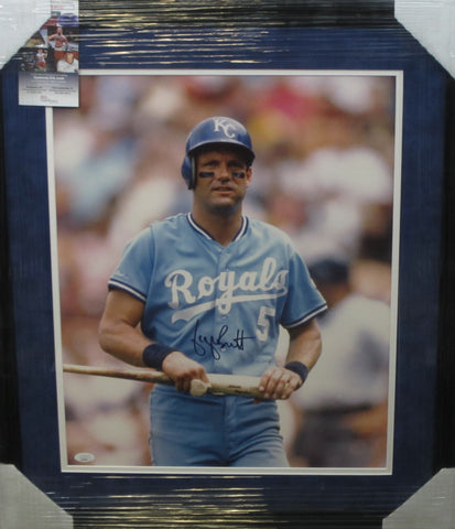 Kansas City Royals George Brett Hand Signed Autographed 16x20 Photo Framed with Matting Includes JSA COA