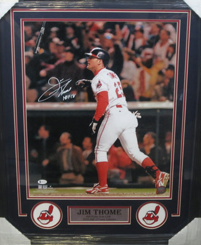 Cleveland Indians Jim Thome Hand Signed Autographed 16x20 Photo with HOF 18 Inscription Framed with Matting Includes Beckett Witnessed COA