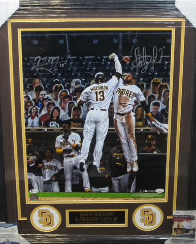 San Diego Padres Manny Machado & Fernando Tatis Jr. Hand Signed Autographed 16x20 Photo Framed with Matting Includes JSA COA