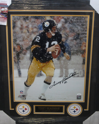 Pittsburgh Steelers Terry Bradshaw Hand Signed Autographed 16x20 Photo Framed with Matting Includes JSA COA