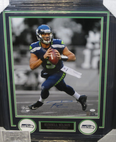 Seattle Seahawks Russell Wilson Hand Signed Autographed 16x20 Photo Framed with Matting Includes Player Hologram & JSA COA