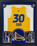 Golden State Warriors Stephen Curry Hand Signed Autographed Yellow Jersey Framed with Suede Matting & XL 3D Logo Includes PSA COA