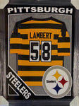Pittsburgh Steelers Jack Lambert Hand Signed Autographed Jersey Framed with Suede Matting, XL 3D Logo, & Cutout Lettering Includes TSE COA
