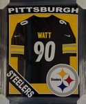 Pittsburgh Steelers T.J. Watt Hand Signed Autographed Nike Black Jersey Framed with Suede Matting, XL 3D Logo, & Cutout Lettering Includes JSA COA