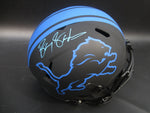 Detroit Lions Barry Sanders Hand Signed Autographed Eclipse Replica Full-Size Matte Black Helmet Includes Schwartz Sports Hologram & JSA COA