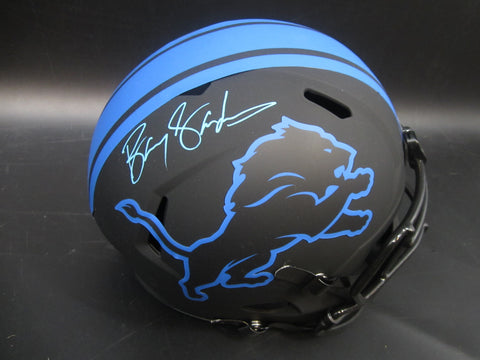 Detroit Lions Barry Sanders Hand Signed Autographed Eclipse Replica Full-Size Matte Black Helmet Includes Schwartz Sports Hologram & JSA COA