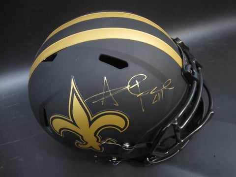 New Orleans Saints Alvin Kamara Hand Signed Autographed Replica Full-Size Matte Black Helmet Includes Beckett Witnessed COA