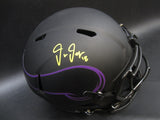 Minnesota Vikings Justin Jefferson Hand Signed Autographed Replica Full-Size Matte Black Helmet Includes Beckett Witnessed COA