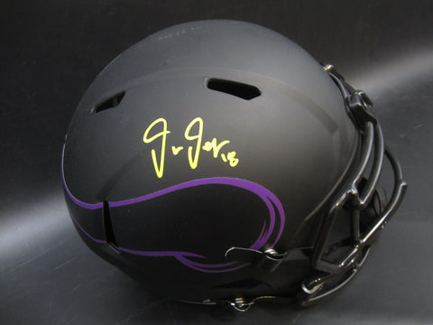 Minnesota Vikings Justin Jefferson Hand Signed Autographed Replica Full-Size Matte Black Helmet Includes Beckett Witnessed COA